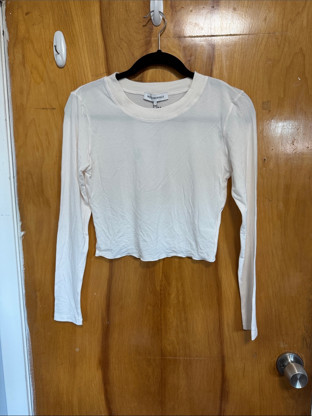 Cream Long Sleeve Cropped Top